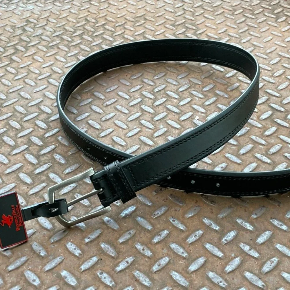 Beverly Hills Polo Clubs Men Belt Black Faux Leather Waistband Size 32/34 inches - Picture 2 of 7